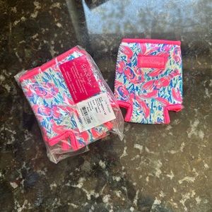 NWT 4 Cosmic Coral Lilly Pulitzer Drink Hugger Set Koozie
